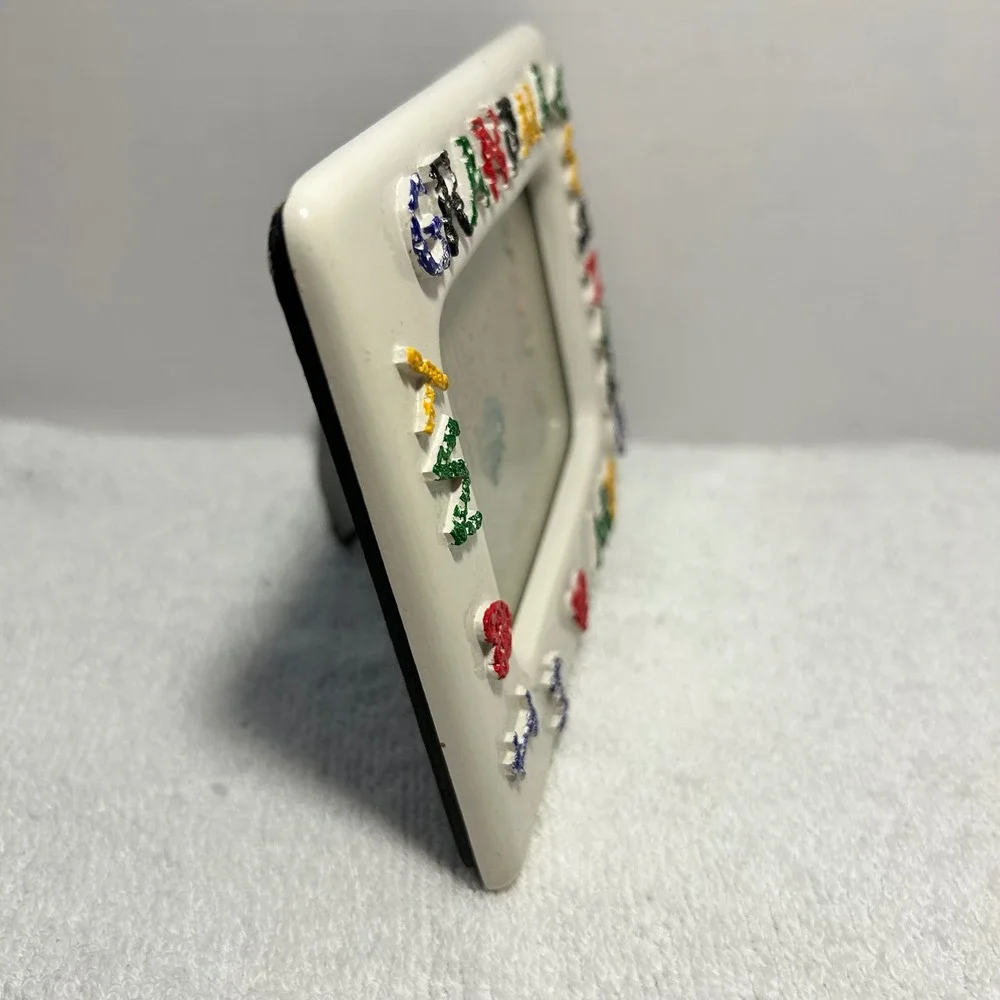 I Love My Grandma Ceramic Photo Frame Colorful Textured Letters Tabletop Decor